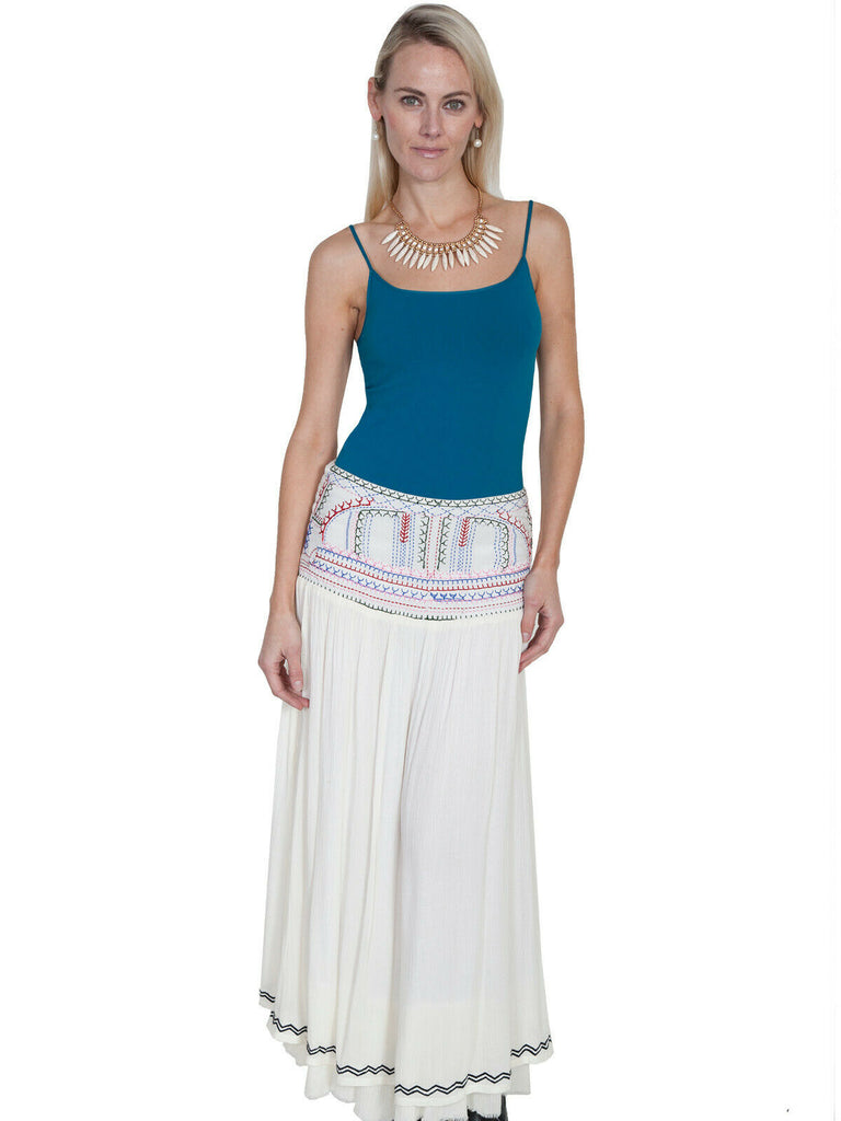 Scully Cantina Womens Natural 100% Viscose Embroidered Long Skirt PSL-170