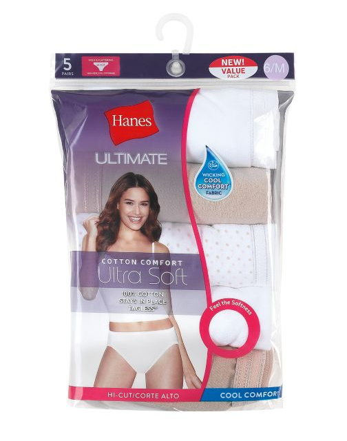 Hanes Ultimate™ Comfort Cotton Hi-Cut Panties 5-Pack 43HUCC