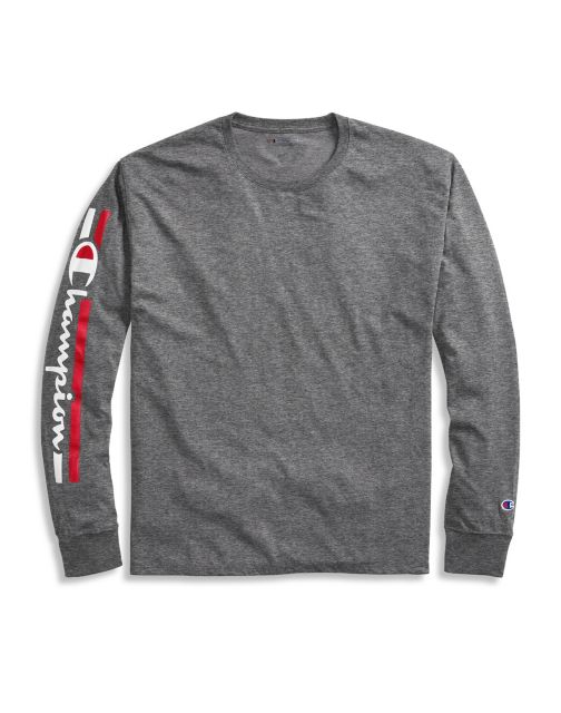 Champion Men's Classic Jersey Long-Sleeve Tee, Vertical Logo GT78H Y07980