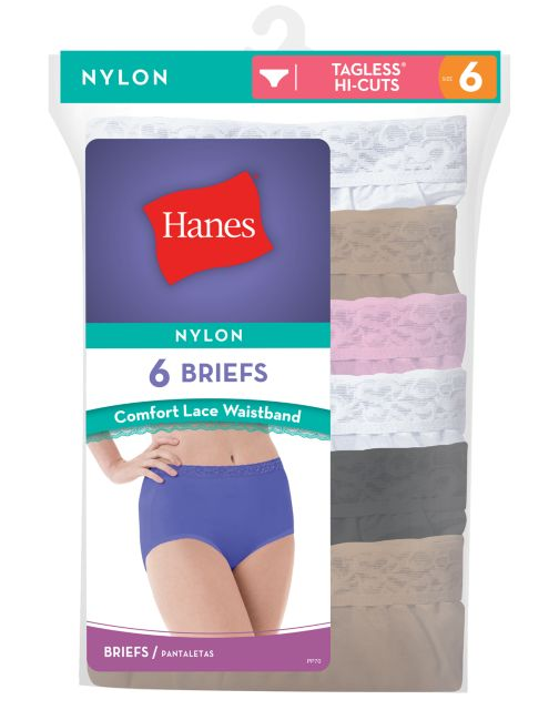 Hanes Women's Nylon Brief Panties 6-Pack PP70AS