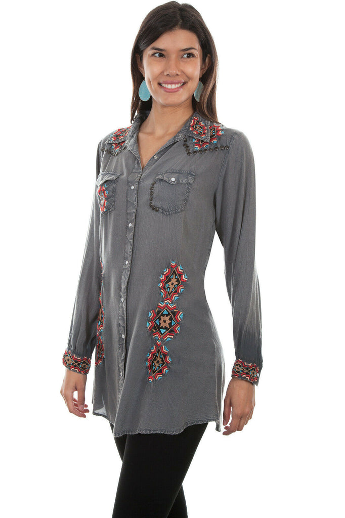 Scully Women's Western Yoke and Nailhead Blouse HC501