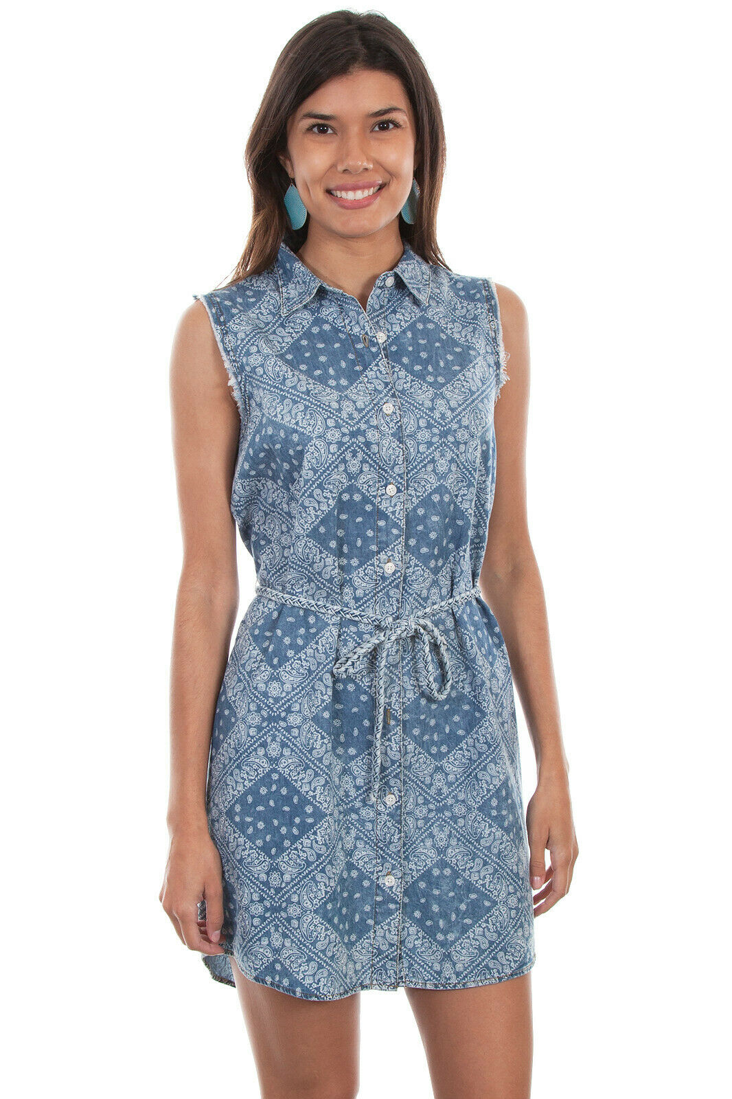 Scully Womens Cotton Paisley Sleeveless Dress HC470