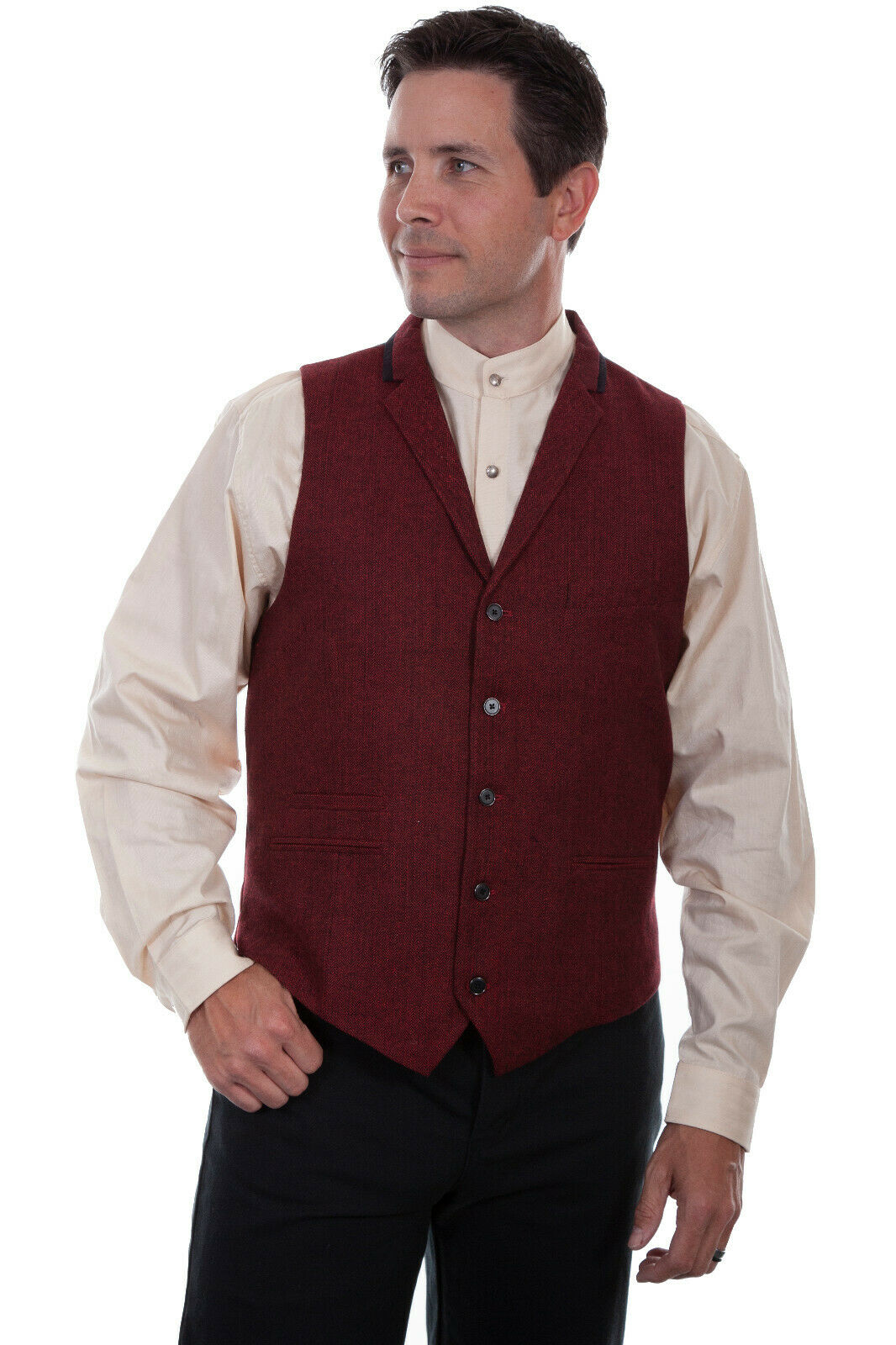 Scully Men's Herringbone Four Pocket Vest RW311