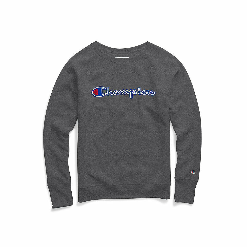 Champion Women's Powerblend® Fleece Boyfriend Crew, Felt Logo W2956F Y07461