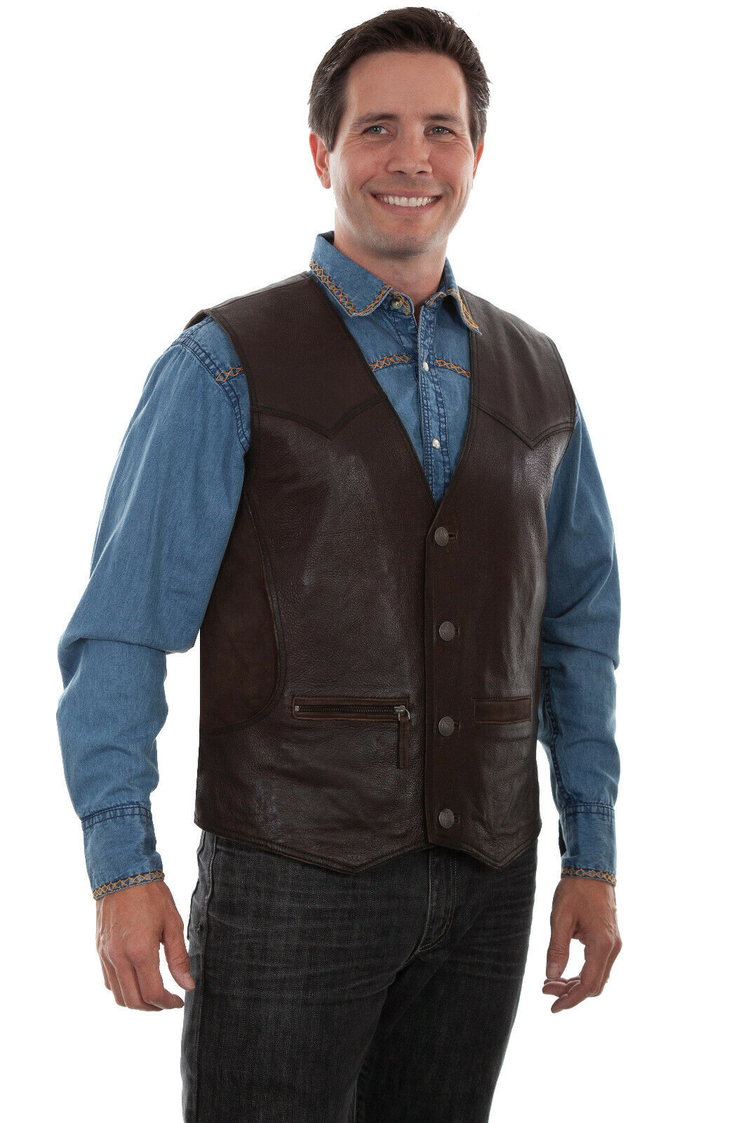 Scully Men's Lamb Leather Rugged Vest 1012
