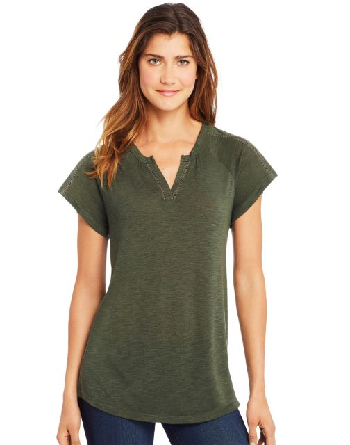 Hanes Women's Peasant Henley Top O9355
