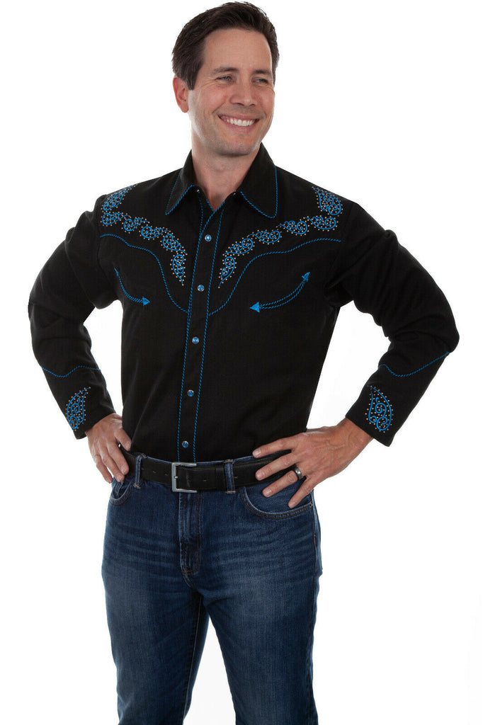 Scully Big Men's Western Embroidered Long Sleeve Shirt P-885X