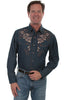 Scully Men's Poly/Rayon Roses Skull Long Sleeve Western Shirt P-877