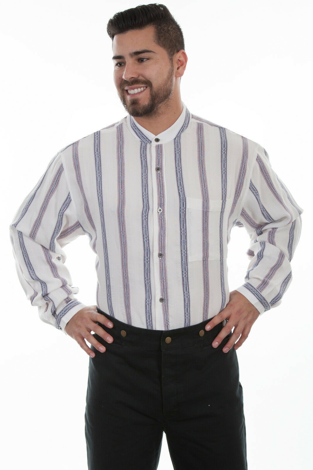 Scully Wahmaker Big Men's 100% Cotton Dobby Stripe Long Sleeve Shirt 541720X