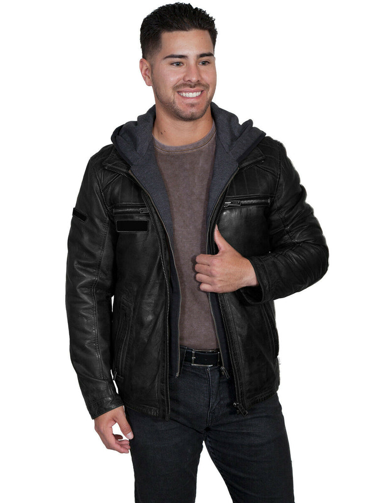 Scully Men's Lamb Leather Hooded Jacket 1016