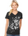 Hanes Women's Bleach Floral Cascade Short-Sleeve V-Neck Graphic T GT9337 Y06598