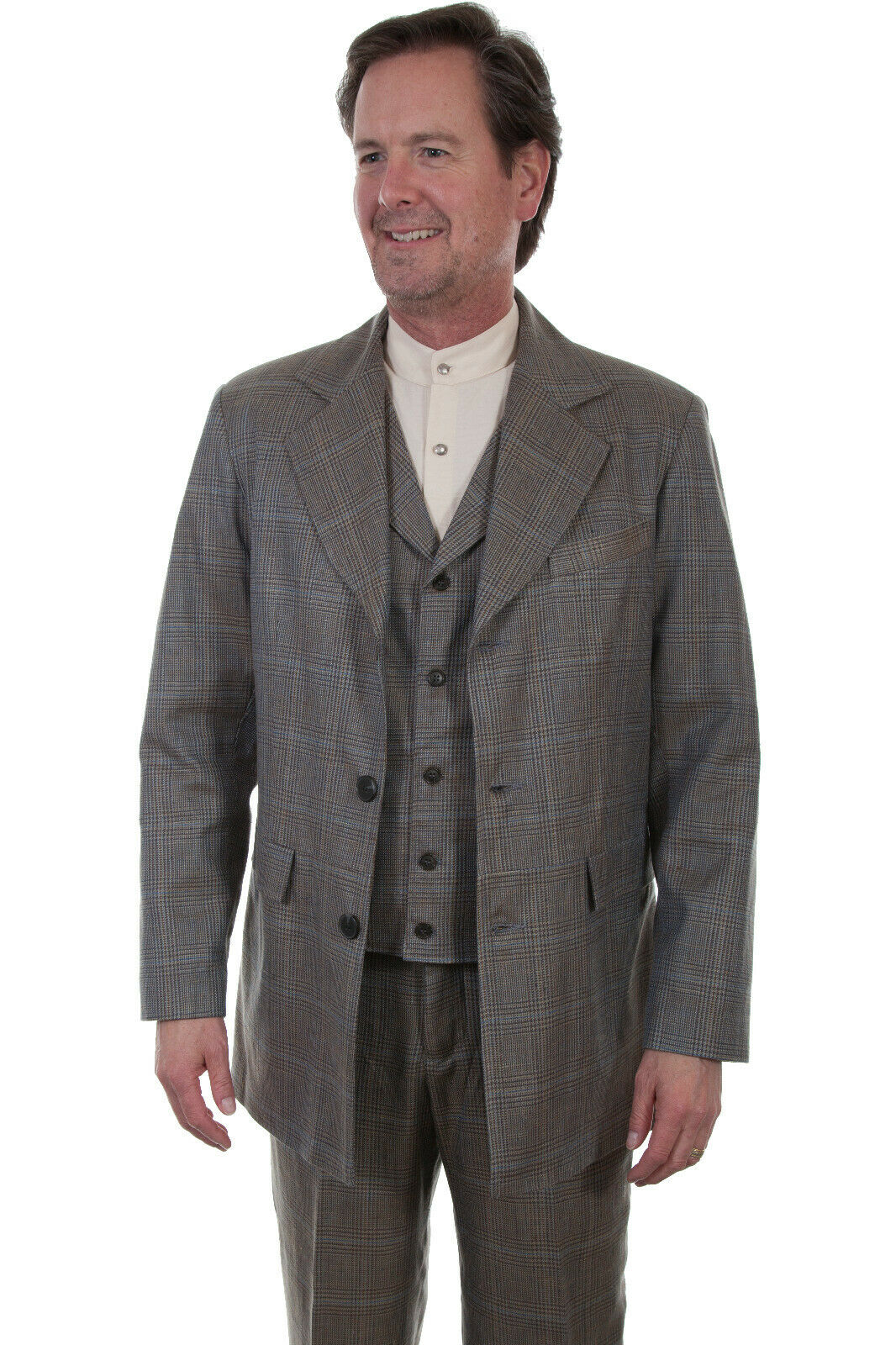 Scully Wahmaker Men's Multi-Color Linen Blend Plaid Town Coat 541699