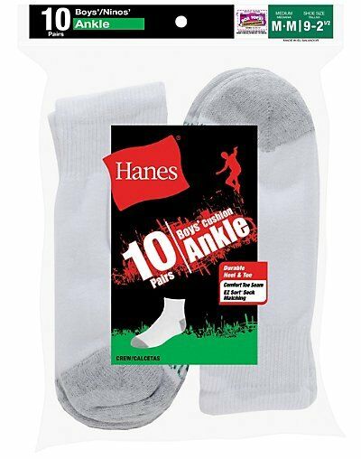 Hanes Boys' Ankle EZ Sort Socks 10-Pk 422/10