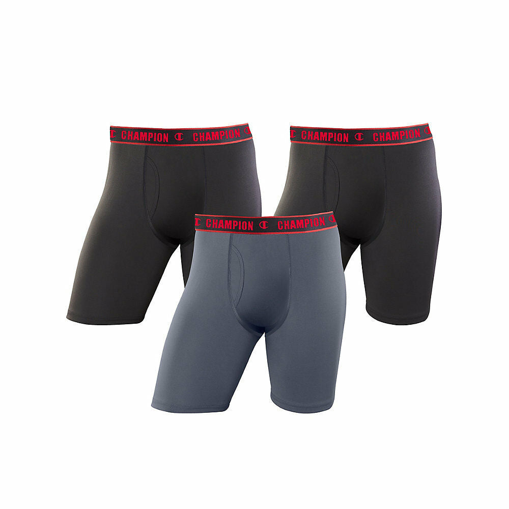 Champion Men's Active Performance Long Leg Boxer Brief 3-Pack CHALBG