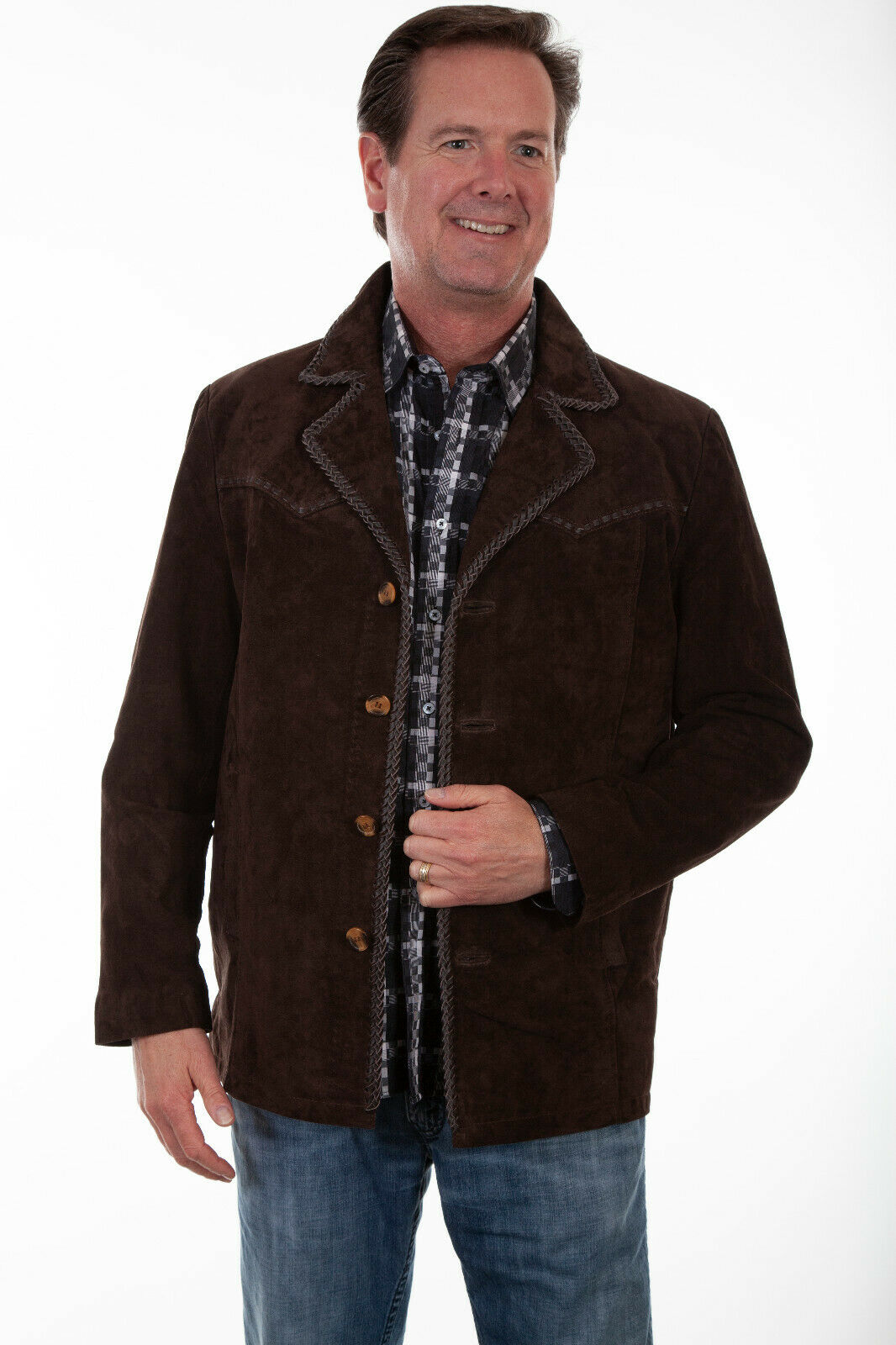 Scully Men's Boar Suede Pick Stitch Car Jacket 1042