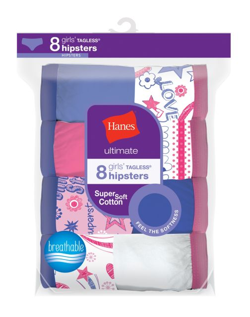 Hanes Ultimate® Girls' Cotton Hipsters 8-Pack GUCHP8