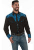 Scully Men's Western Shirt Poly Blend Floral Tooled Stitch Long Sleeve P-634