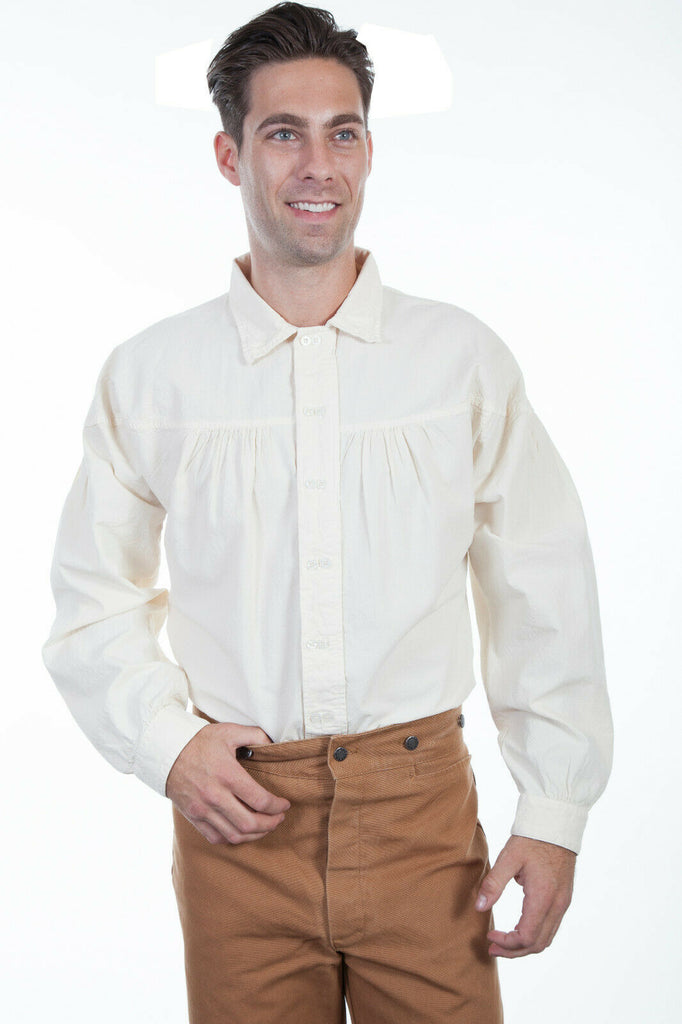 Scully Rangewear Men's 100% Cotton Long Sleeve Pleated Old West Shirt RW230