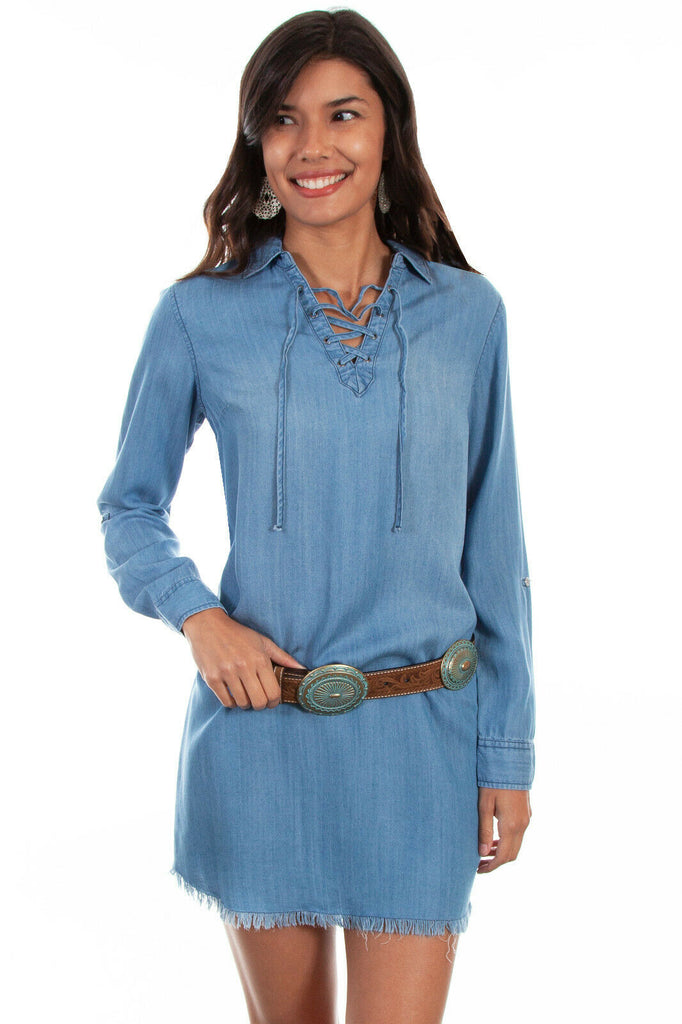 Scully Women's Cotton Criss Cross Long Sleeve Dress HC472