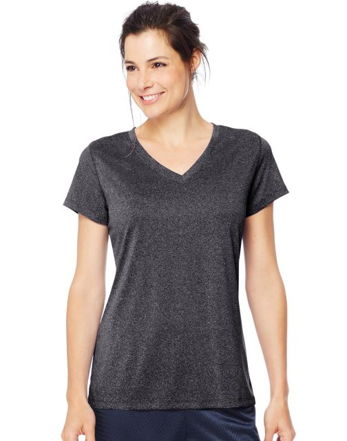Hanes Sport™ Women's Heathered Performance V-Neck Tee O9032