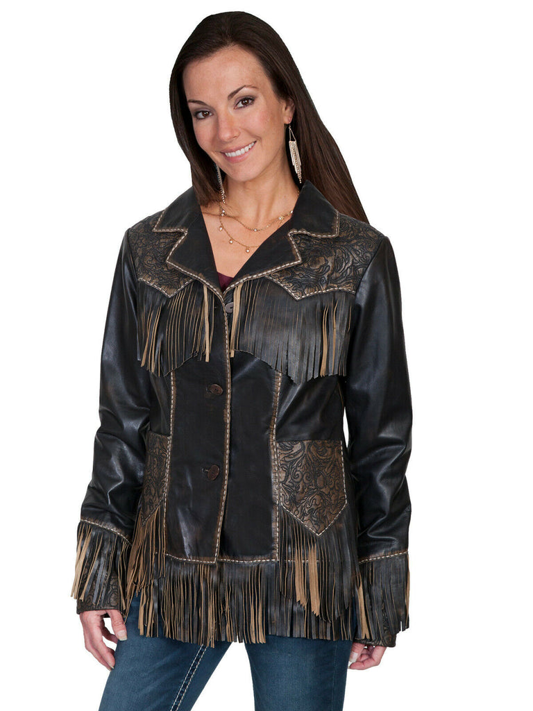 Scully Women's Leather Western Tooled Jacket L727