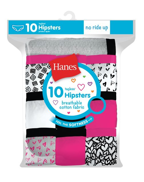 Hanes Girls' Cotton Hipsters 10-Pack GP10HP