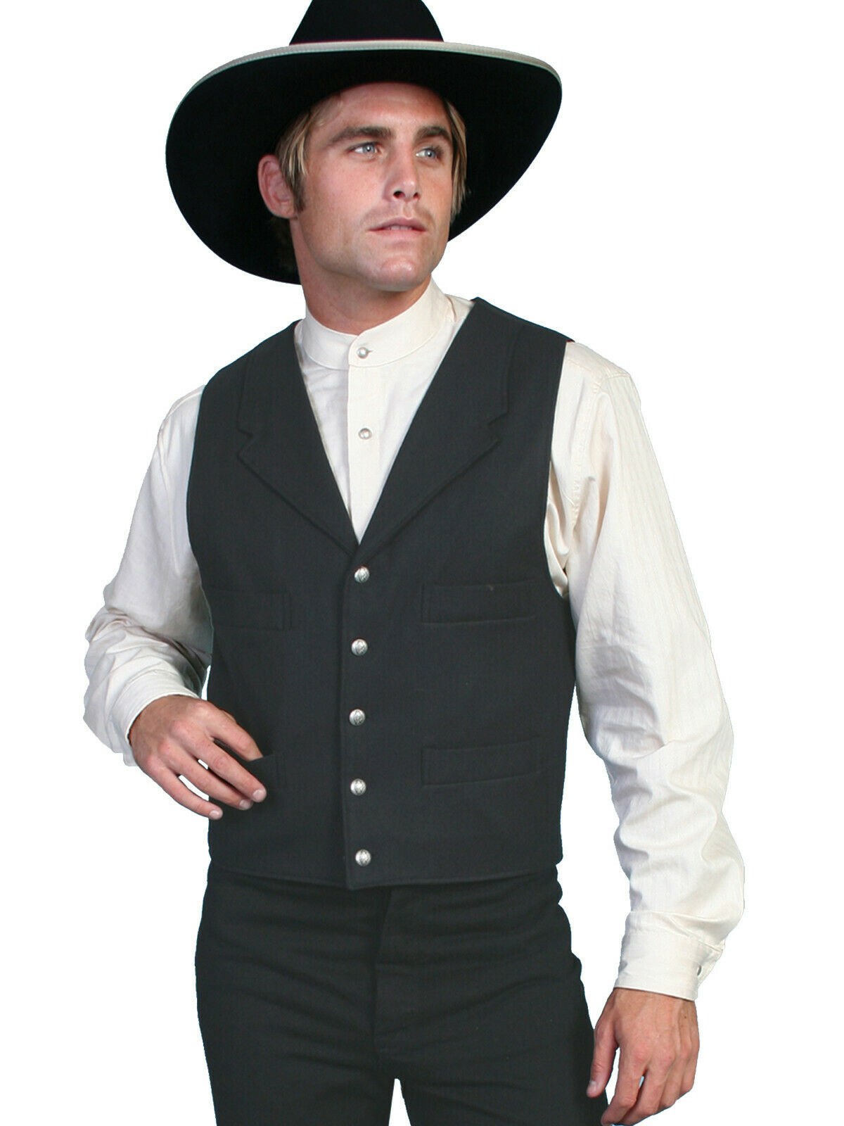 Scully Wahmaker Men's 100% Wool Old West Lapel Vest 511064