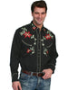Scully Men's Shirt Western Poly Blend Embroidered Floral Arrow L/S P-633