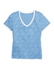 Champion Women's Heritage V-Neck Ringer Tee, All-Over Logo W4915