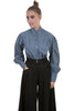 Scully Women's Blue 100% Cotton Calico Long Sleeve Blouse RW600