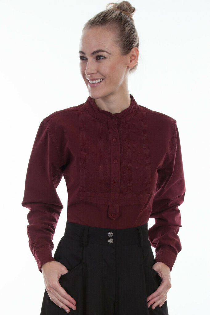 Scully RangeWear Women's 100% Cotton Paisley Inset Bib L/S Blouse RW577