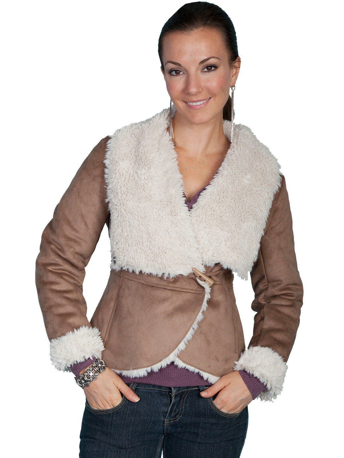 Scully Ladies Faux Oversize Fur Collar Jacket  8035