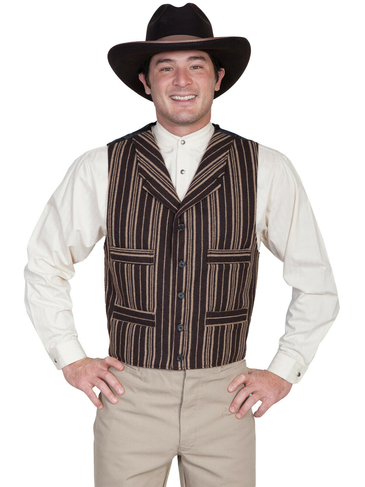 Scully Men's Wahmaker Striped Notched Lapels Vest Acrylic Blend 541214