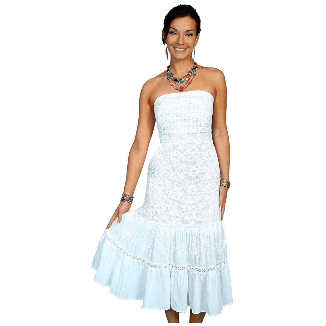 Scully Western Dress Womens Mid Calf Strapless Peruvian Cotton PSL-085
