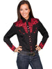 Scully Western Women's Polyester L/S Floral Stitch Western Shirt PL-654