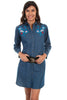 Scully Women's Denim Cotton Patriotic Long Sleeve Dress HC468