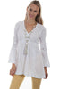 Scully Womens White 100% Cotton Empire Bell Long Sleeve Tunic PSL-224