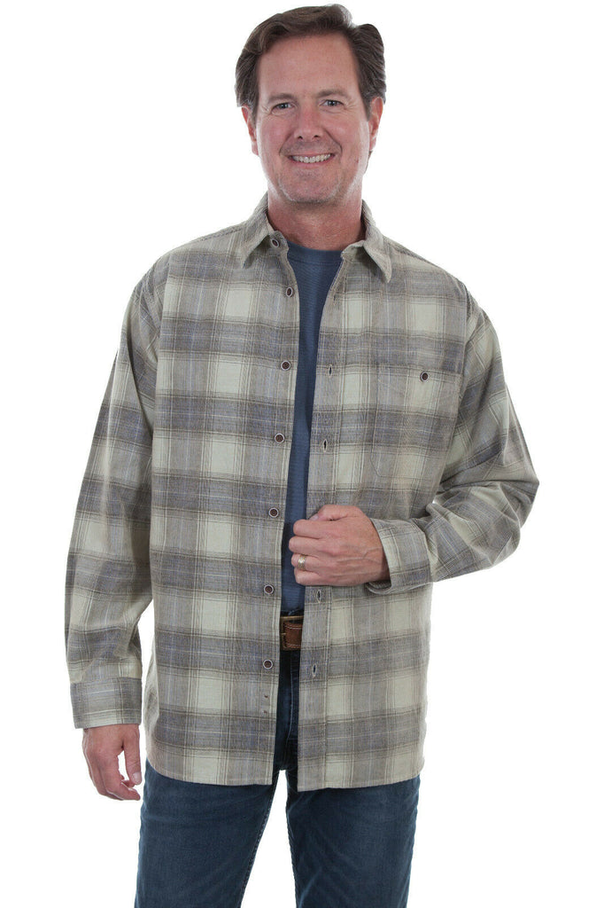 Scully Men's 100% Cotton Cord Plaid Long Sleeve Shirt TR-072