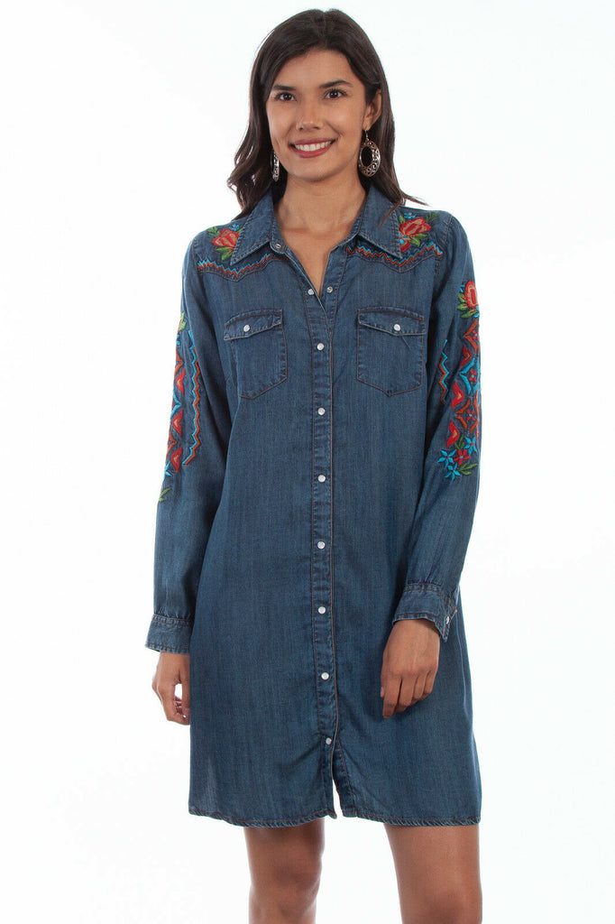 Scully Women's Embroidered Denim Dress HC632