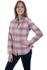 Scully Women's Pink/Cream Cotton Plaid Long Sleeve Shirt HC445
