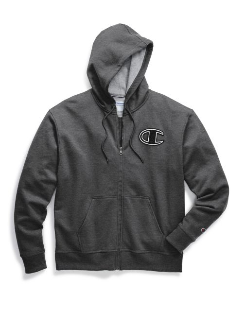 Champion Men's Powerblend® Fleece Zip Hoodie, Chainstitch C Logo GF91H Y07972