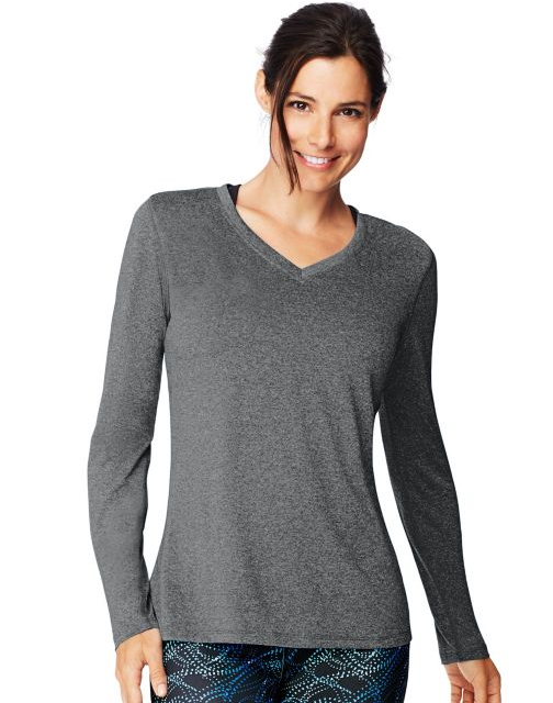 Hanes Sport™ Cool DRI® Women's Performance Long-Sleeve V-Neck T-Shirt O9309