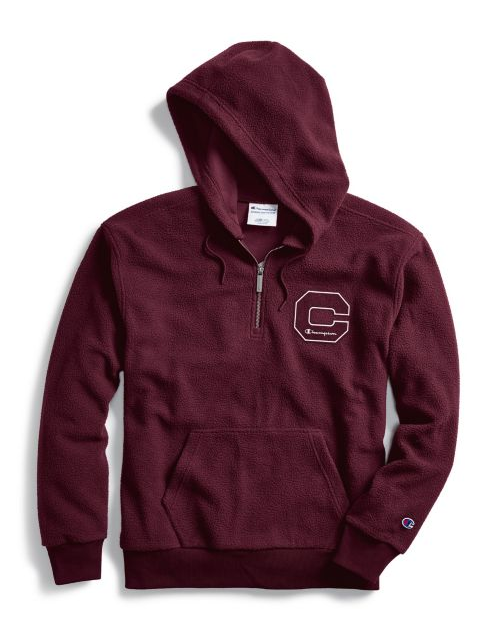 Men's Heritage Sherpa Quarter Zip Hoodie, Felt Block C Logo