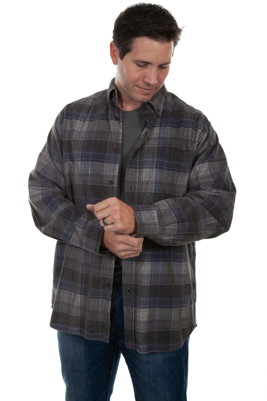 Scully Men's Western Long Sleeve Plaid Shirt TR-102