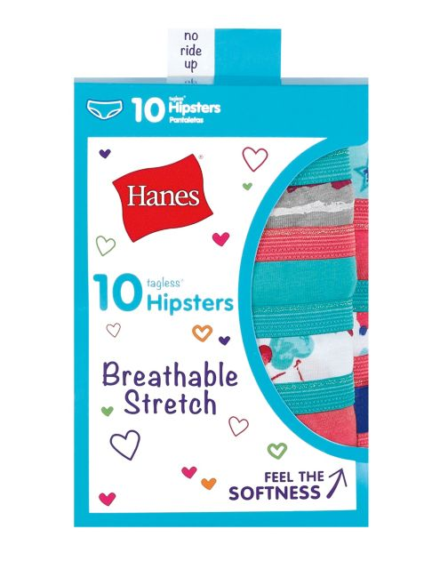 Girls' Breathable Stretch Hipsters 10-Pack