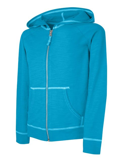 Hanes Girls' Slub Jersey Full-Zip Hoodie K208