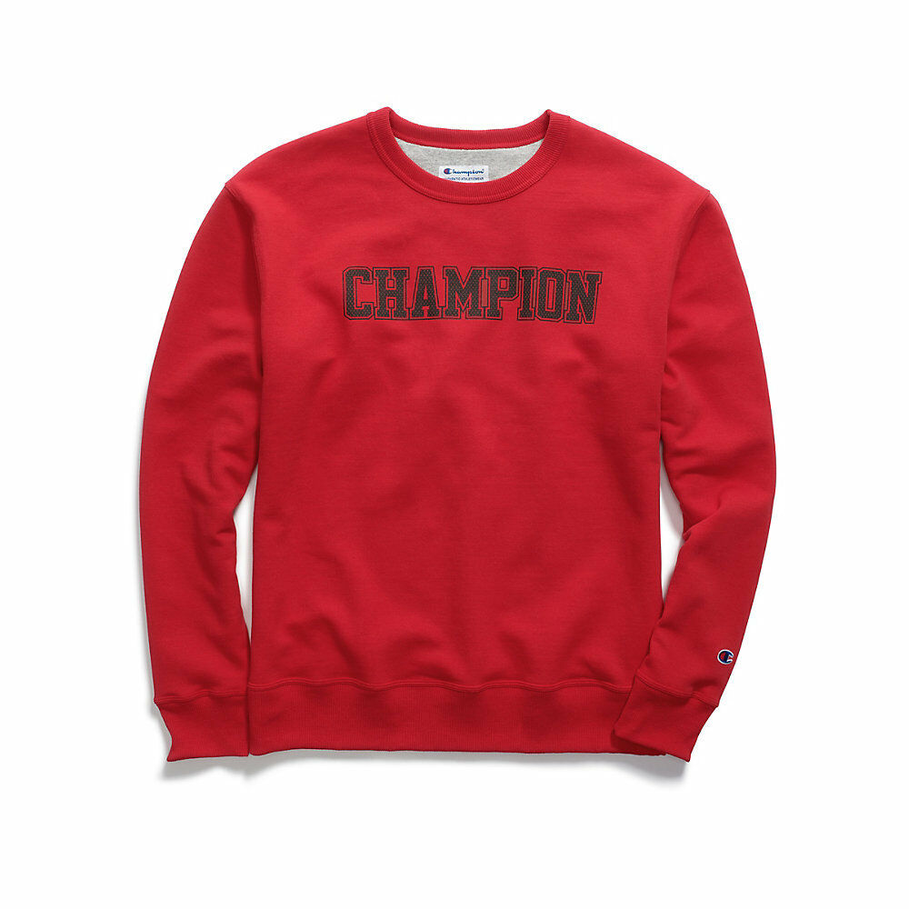 Champion Men's Powerblend® Fleece Crew, Mesh-Effect Logo GF88H Y07420