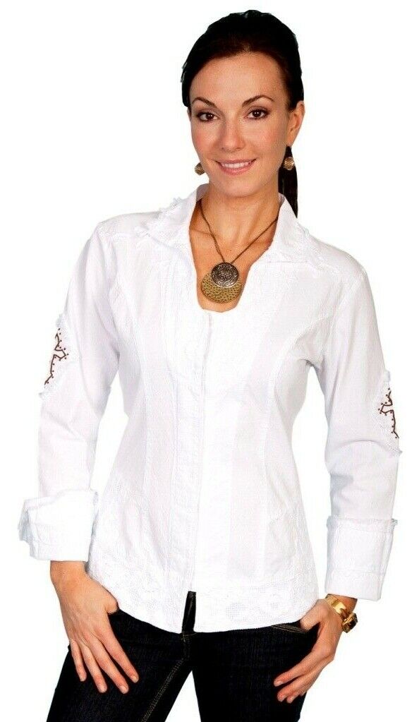 Scully Western Shirt Womens Long Sleeve Lace Trimmed Studded PSL-089
