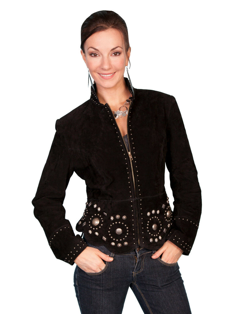 Scully Leather Women's Studded Conchos Boar Suede Jacket L191