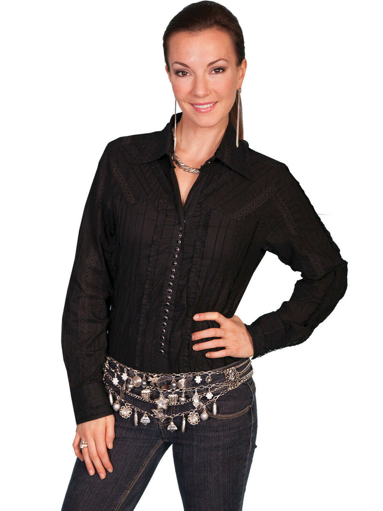 Scully Contemporary Women's Tonal Lace Blouse 100% Cotton Cap Sleeve PSL-012